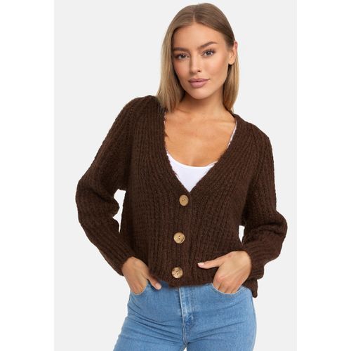 Strickjacke DECAY braun (dunkelbraun) Herren Strickjacken mit femininem V-Ausschnitt