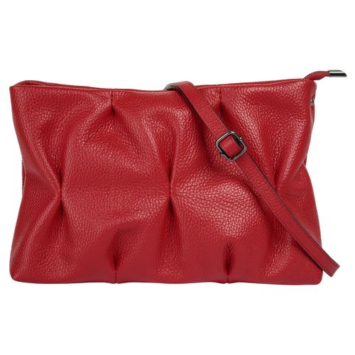 Umhängetasche CLUTY, Damen, Gr. B/H/T: 24cm x 20cm x 5cm onesize, rot, Leder, unifarben, leicht glänzend, Taschen, echt Leder, Made in Italy