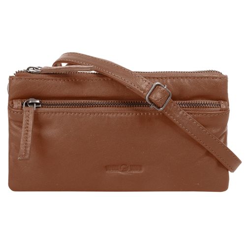 Abendtasche WOUWOU Gr. B/H/T: 21cm x 12cm x 3cm onesize, braun (cognac) Damen Taschen echt Leder