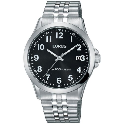 Quarzuhr LORUS Armbanduhren silberfarben (silberfarben, schwarz) Damen Armbanduhr, Herrenuhr, Damenuhr, Datum, Edelstahlarmband