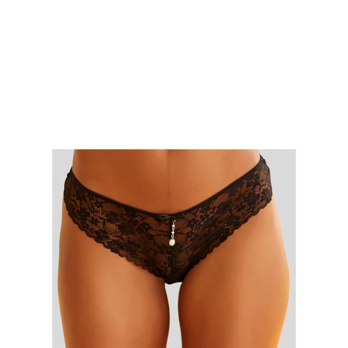 String LASCANA Gr. 48/50, schwarz Damen Unterhosen rundherum aus floraler Spitze, Dessous