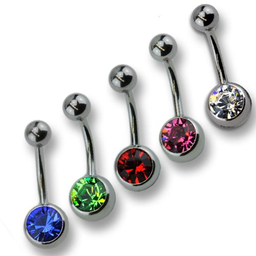 Bauchnabelpiercing ZEEME "Piercing Set 316l CHS Stahl Kristall" Piercings grau (grau, multi) Damen