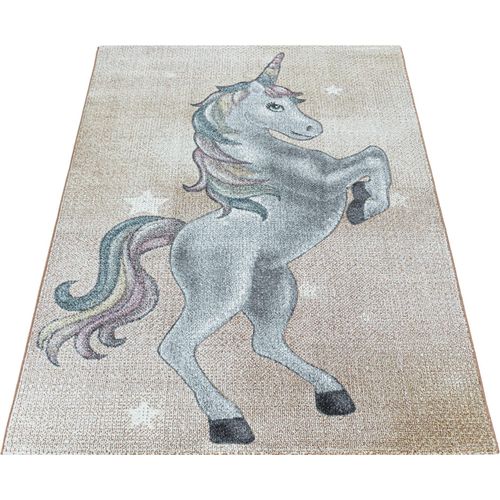 Kinderteppich AYYILDIZ TEPPICHE "FUNNY 2102" Teppiche Gr. B: 120cm, 11mm, L: 170cm, gelb Kinder Einhorn Motivteppich