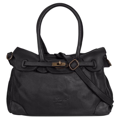 Shopper SAMANTHA LOOK, Damen, Gr. B/H/T: 35cm x 25cm x 16cm onesize, grau, Leder, unifarben, Taschen, echt Leder, Made in Italy