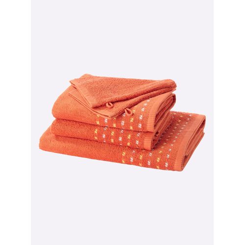 Handtuch WÄSCHEPUR, orange, 5-teiliges Sparset, 5 St., 100% Baumwolle, Handtücher (Packung)