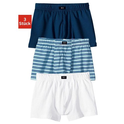 Boxer H.I.S Gr. 182, blau (marine, weiß, marine, gestreift) Kinder Unterhosen cooler Uni-Streifen-Mix