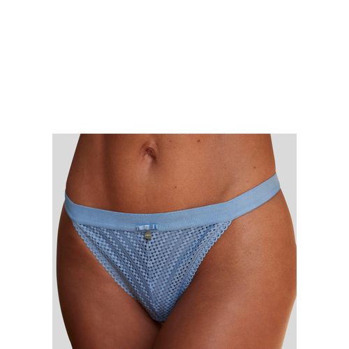 Tanga LASCANA Gr. 48/50, grau (sky grau), Damen, Microtouch, Obermaterial: 90% Polyamid, 10% Elasthan, Unterhosen, mit breitem, elastischen Bund und Spitze