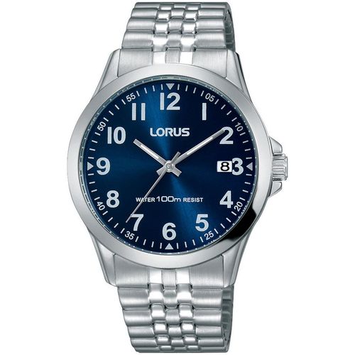 Quarzuhr LORUS Armbanduhren silberfarben (silberfarben, blau) Damen Armbanduhr, Herrenuhr, Damenuhr, Datum, Edelstahlarmband