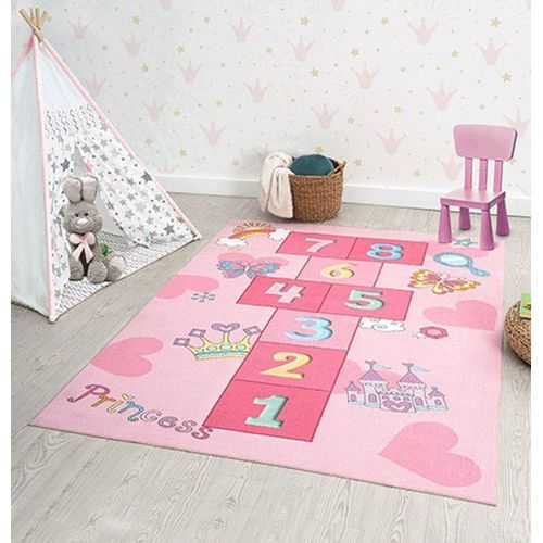 Teppich THE CARPET "Happy Life" Teppiche Gr. B: 160cm, 4mm, L: 220cm, pink Life Kinderzimmer Teppich Spielteppich pflegeleicht