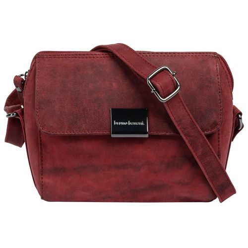 Umhängetasche BRUNO BANANI, Damen, Gr. B/H/T: 17cm x 15cm x 4cm onesize, rot, Leder, unifarben, Taschen, echt Leder