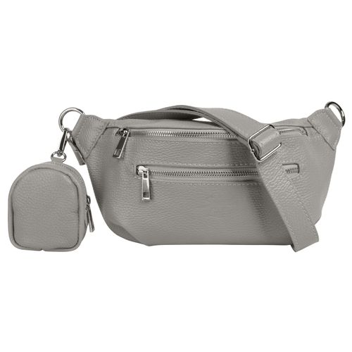 Gürteltasche SAMANTHA LOOK Gr. B/H/T: 27cm x 16cm x 5cm onesize, grau Damen Taschen echt Leder, Made in Italy