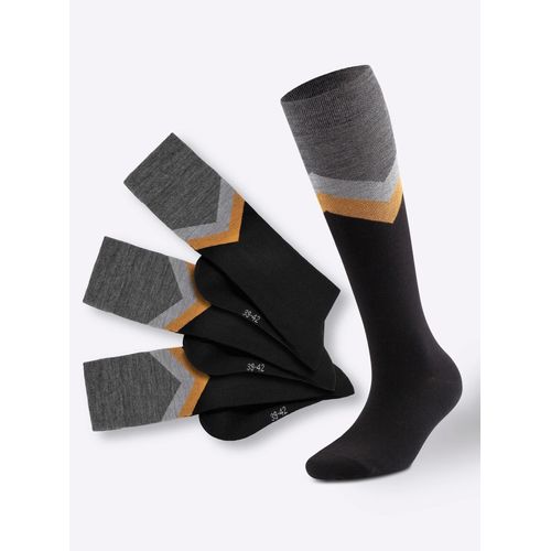 Socken WÄSCHEPUR Gr. 3/47, schwarz (schwarz, gemustert) Herren Socken