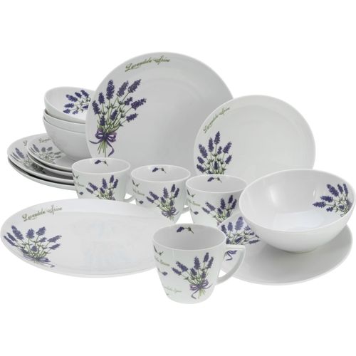 Kombiservice CREATABLE "Home Lavendel" Geschirr-Sets Gr. 16 tlg., lila (lavendel) Lavendel-Dekor