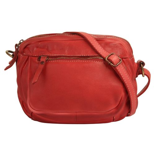 Umhängetasche CLUTY, Damen, Gr. B/H/T: 20cm x 17cm x 3cm onesize, rot, Leder, unifarben, Taschen, echt Leder, Made in Italy