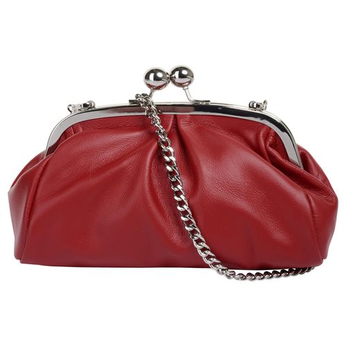 Umhängetasche SAMANTHA LOOK, Damen, Gr. B/H/T: 16cm x 13cm x 5cm onesize, rot, Leder, unifarben, leicht glänzend, Taschen, echt Leder, Made in Italy