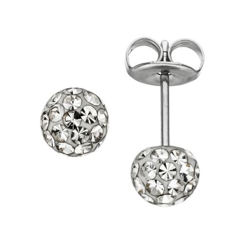 Paar Ohrstecker JOBO, silber (edelstahlfarben), Ohrringe, Damen, Edelstahl, Edelstahl mit Kristallsteinen
