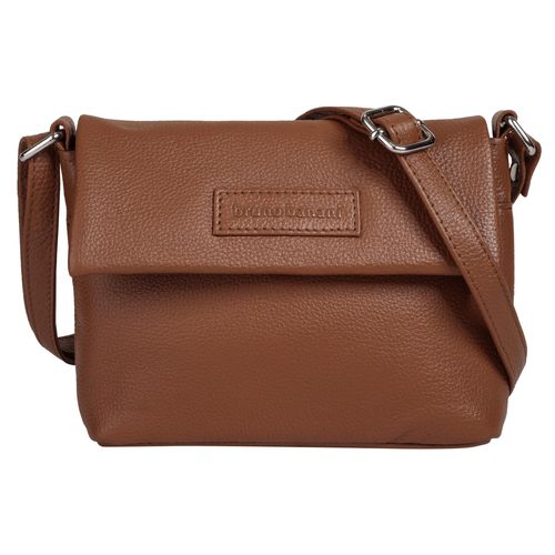 Umhängetasche BRUNO BANANI, Damen, Gr. B/H/T: 19cm x 15cm x 5cm onesize, braun, Leder, unifarben, leicht glänzend, Taschen, echt Leder