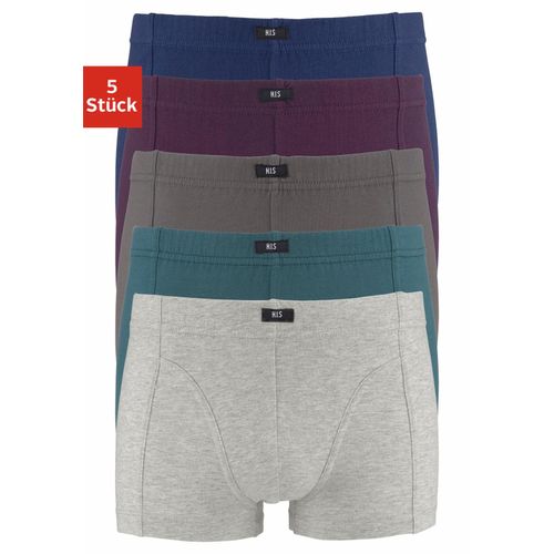 Boxer H.I.S Gr. 182, bunt (petrol, grau, meliert, blau, aubergine, grau) Kinder Unterhosen für Jungen, farblich sortiert oder nur schwarz