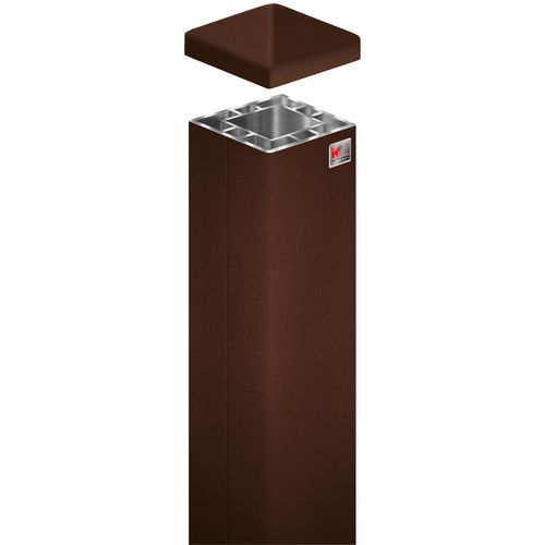 Zaunpfosten KM ZAUN, braun, B:9cm H:70cm T:9cm, Aluminium, Zaunpfosten, BxTxH: 9x9x70 cm