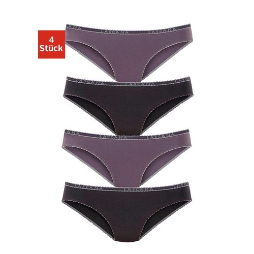 Slip LASCANA, Damen, Gr. 40/42, schwarz (schwarz, anthrazit), Jersey, Obermaterial: 92% Baumwolle, 8% Elasthan (LYCRA), unifarben, Unterhosen, aus elastischer Baumwoll-Qualität