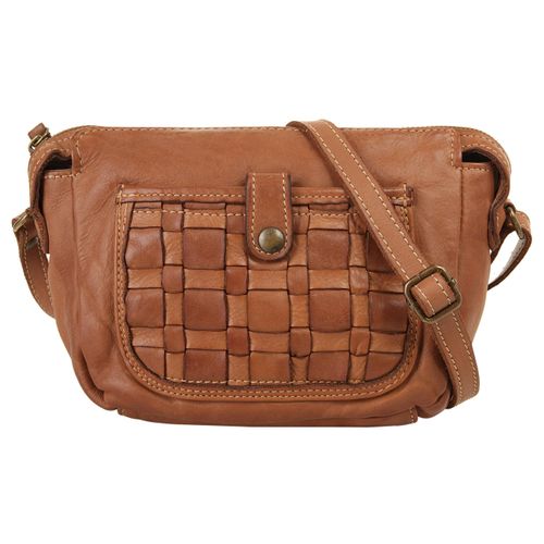 Umhängetasche CLUTY, Damen, Gr. B/H/T: 24cm x 16cm x 10cm onesize, braun (cognac), Leder, vintage, Taschen, echt Leder, Made in Italy