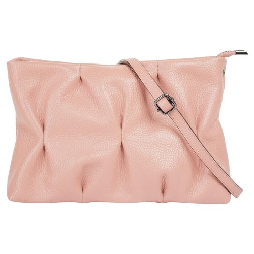 Umhängetasche CLUTY, Damen, Gr. B/H/T: 24cm x 20cm x 5cm onesize, rosa, Leder, unifarben, leicht glänzend, Taschen, echt Leder, Made in Italy