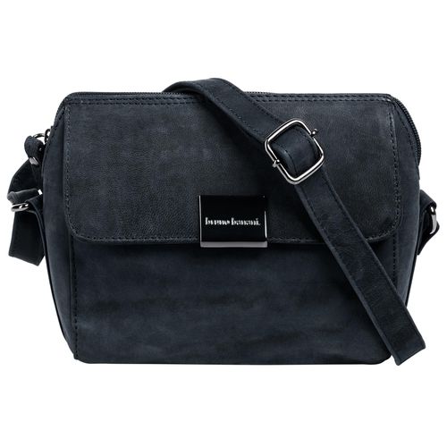 Umhängetasche BRUNO BANANI, Damen, Gr. B/H/T: 17cm x 15cm x 4cm onesize, blau, Leder, unifarben, Taschen, echt Leder