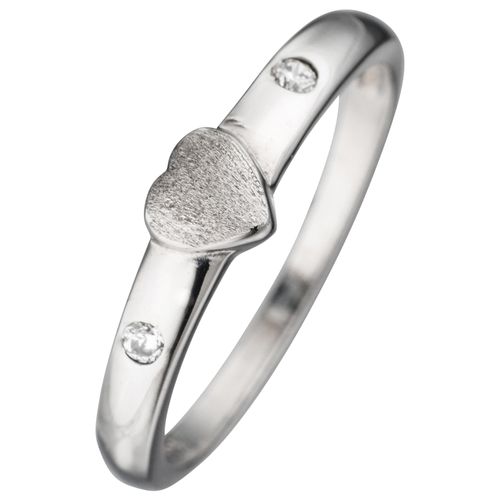 Fingerring JOBO, silber (silber 925), Fingerringe, Damen, Silber 925 (Sterlingsilber), Herz 925 Silber mit Zirkonia