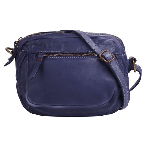 Umhängetasche CLUTY, Damen, Gr. B/H/T: 20cm x 17cm x 3cm onesize, blau, Leder, unifarben, Taschen, echt Leder, Made in Italy