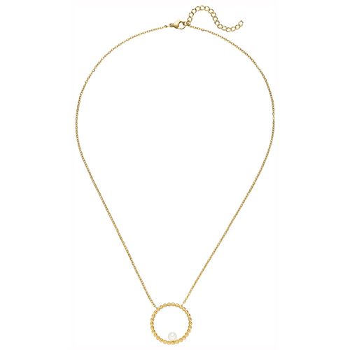 Collier JOBO, gold (goldfarben), Halsketten, Damen, Perlen-Edelstahl, L: 50cm, Perlen, Edelstahl, Edelstahl gelbgoldfarben beschichtet mit Süßwasser-Zuchtperle