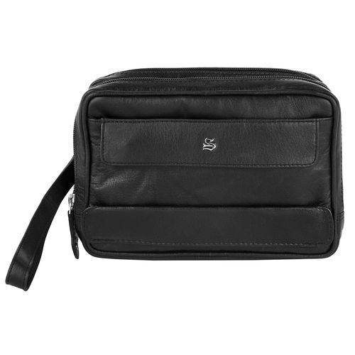 Handgelenktasche SZUNA Gr. B/H/T: 21cm x 15cm x 7cm onesize, schwarz Damen Taschen echt Leder