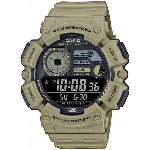 Chronograph CASIO TIMELESS COLLECTION Armbanduhren grün (olivgrün) Herren Quarzuhr, Armbanduhr, Herrenuhr, digital, automatischer Kalender