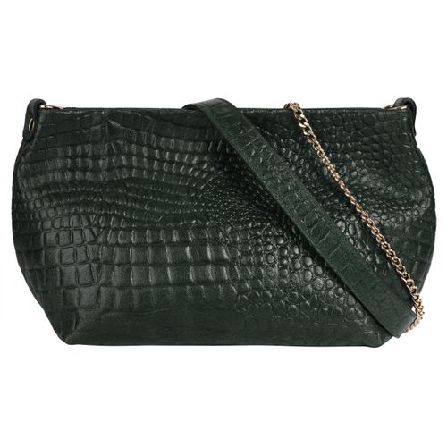 Umhängetasche SAMANTHA LOOK, Damen, Gr. B/H/T: 24cm x 17cm x 11cm onesize, grün, Leder, Reptilienprägung, Taschen, echt Leder, Made in Italy