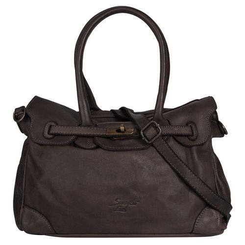 Shopper SAMANTHA LOOK, Damen, Gr. B/H/T: 35cm x 25cm x 16cm onesize, braun, Leder, unifarben, Taschen, echt Leder, Made in Italy