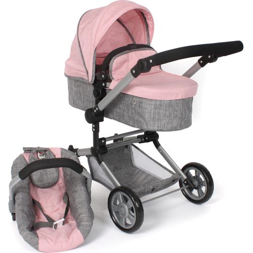 Kombi-Puppenwagen CHIC2000 "Linus, Melange Grau-Rosa" Puppenwagen rosa (melange grau-rosa) Kinder mit Babywanne und Autositz