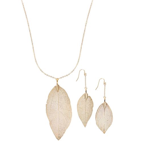 Schmuckset LASCANA Schmuck-Sets goldfarben Halskette Ohrring Schmuckset Schmuck-Sets mit echten Blättern, Schmuck-Set und Ohrringe