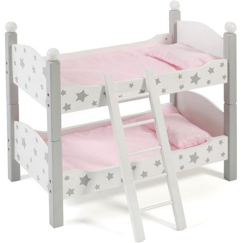 Puppenbett CHIC2000 "Stars Grau" Puppenmöbel grau (stars grau) Kinder auch als zwei Einzelbetten verwendbar