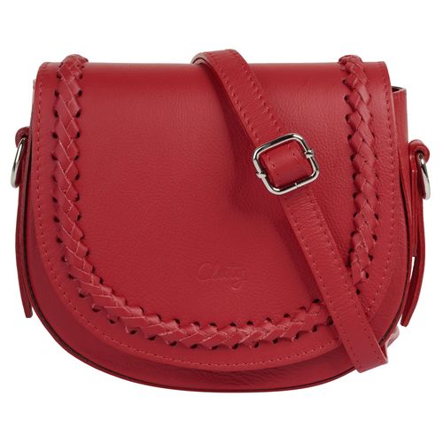 Umhängetasche CLUTY, Damen, Gr. B/H/T: 18cm x 15cm x 6cm onesize, rot, Leder, unifarben, Taschen, echt Leder, Made in Italy