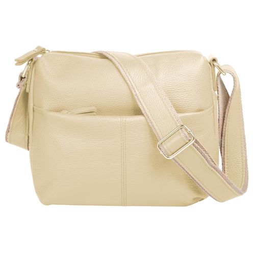 Umhängetasche SAMANTHA LOOK, Damen, Gr. B/H/T: 26cm x 24cm x 5cm onesize, beige, Leder, unifarben, Taschen, echt Leder, Made in Italy