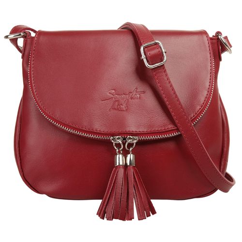 Umhängetasche SAMANTHA LOOK Gr. B/H/T: 24cm x 19cm x 8cm onesize, rot Damen Taschen echt Leder, Made in Italy