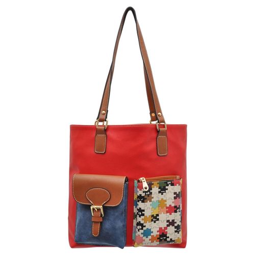 Umhängetasche DOGO "Damen In the puzzle Vegan Damen Handtaschen (Fashion) / neutral" Gr. H/T: 36cm x 8cm OneSize, rot Damen Taschen Shopper Vegan