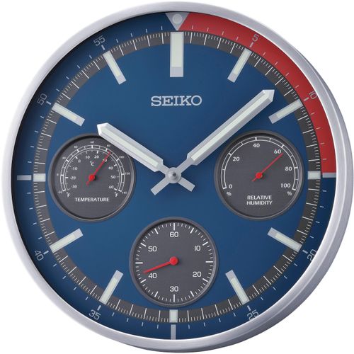 Wanduhr SEIKO Wanduhren Gr. H: 4,9cm, bunt (silberfarben, blau)