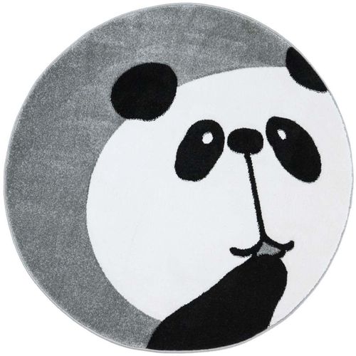 Kinderteppich CARPET CITY "Bueno Kids 1389" Teppiche Gr. Ø 160cm, 13mm, grau Kinder Spielteppich, Panda-Bär, 3D-Effekt, Weicher Flor, Pflegeleicht