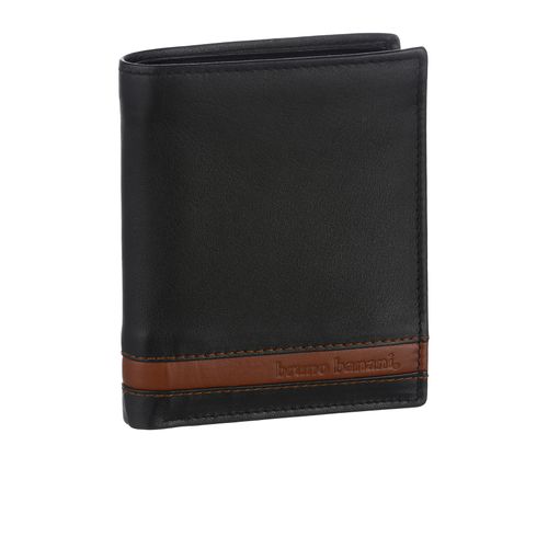 Geldbörse BRUNO BANANI, braun (schwarz, braun), Glattleder, casual, Kleinlederwaren, aus echtem Leder im Hochformat
