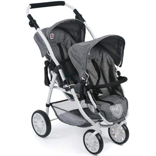 Puppen-Zwillingsbuggy CHIC2000 "Vario, Jeans Grey" Puppenwagen grau (jeans grey) Kinder