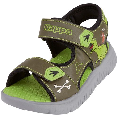 Sandale KAPPA Gr. 31, schwarz (army, schwarz) Schuhe Sandale mit blinkendem T-Rex Relief Print