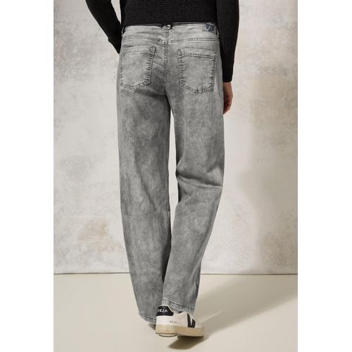 Loose-fit-Jeans CECIL, Damen, Gr. 32, Länge 30, grau (mid grau random wash), Jeans, 78% Baumwolle, 20% Polyester, 2% Elasthan, unifarben, casual, lang, Jeans, mit Wide Legs