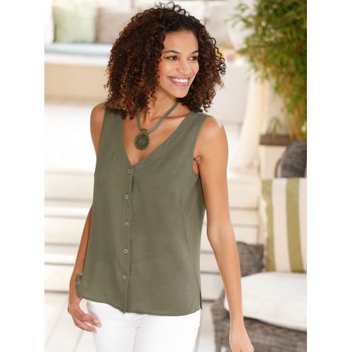 Blusentop CASUAL LOOKS Gr. 46, grün (khaki) Damen Blusen