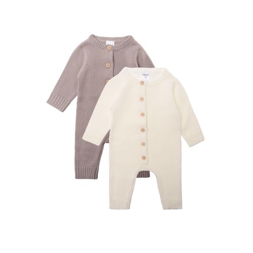 Overall LILIPUT, Kinder, Gr. 68, EURO-Größen, braun (braun, weiß), 100% Baumwolle, casual, lang, Langarm, Overalls, aus weichem Material