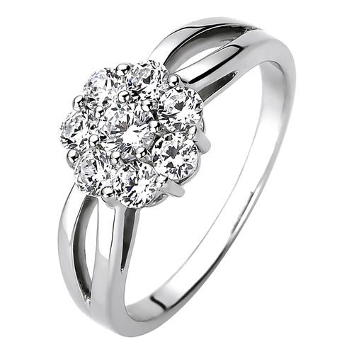 Fingerring JOBO Gr. 50, silber (silber 925, weiß), Fingerringe, Damen, 50, Silber 925 (Sterlingsilber), 925 Silber mit 8 Zirkonia